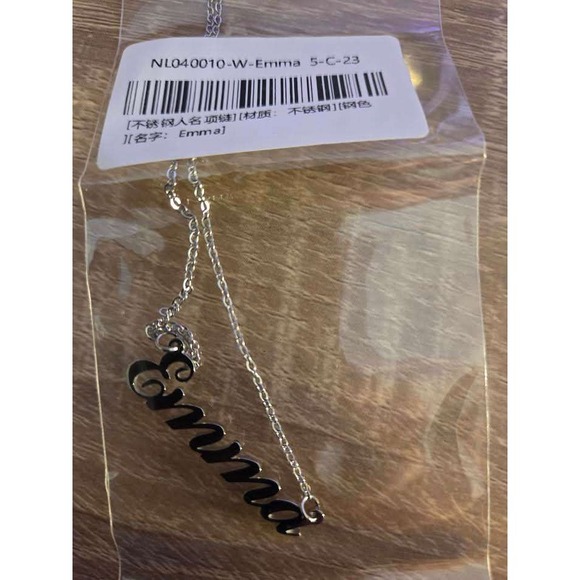 Jewelry - Emma Name‎ Necklace Stainless Steel Silver Tone Script Pendant NL040010-W-Emma